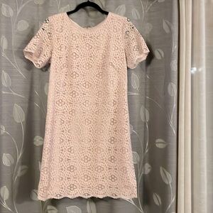 ANN TAYLOR Fully Lined Lace Dress in Soft Blush Pink